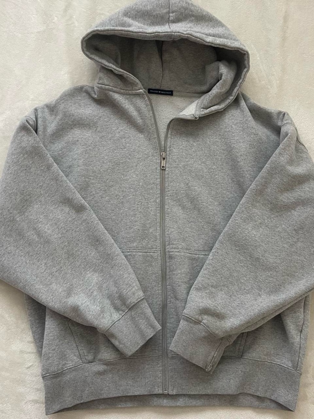 Brandy Melville Light Gray oversized zip up hoodie